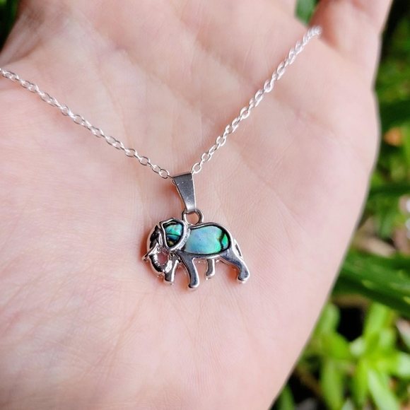 New Silver Abalone Elephant Necklace - Picture 5 of 8